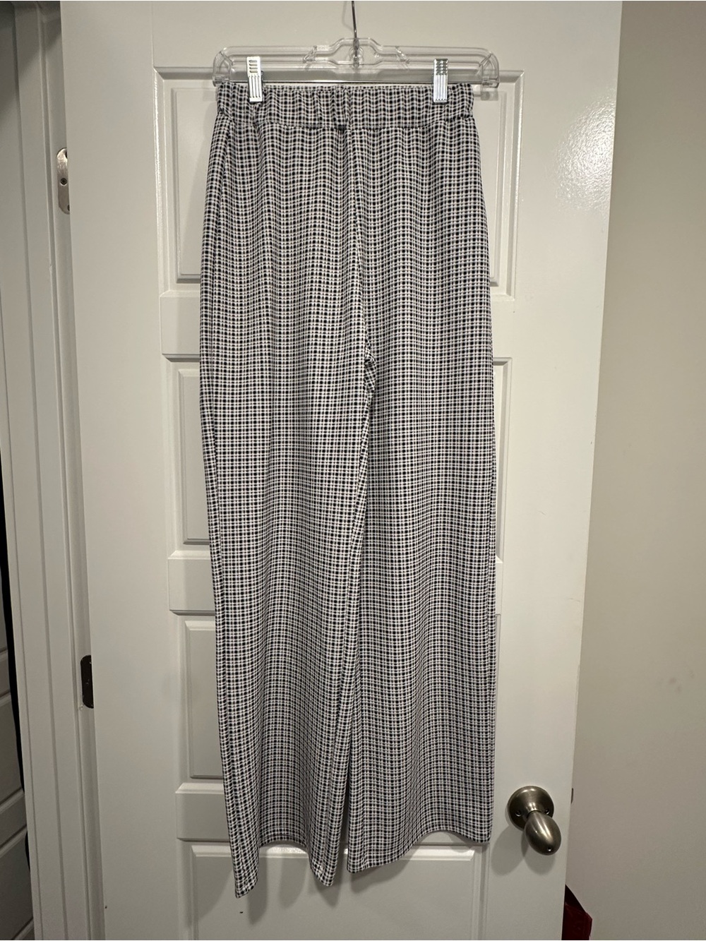 SHEIN Black & White Checked Elastic-Waist Jogger Pants